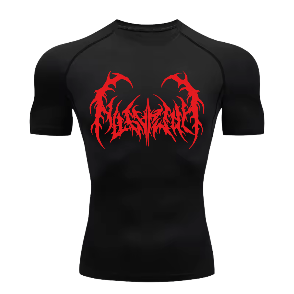 Camiseta Curta Compressão Proteção UV Cyber Tribal Dark Metal Frente