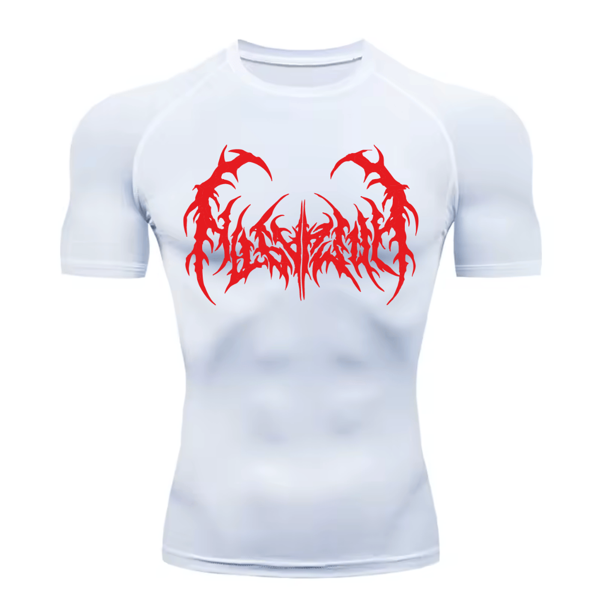 Camiseta Curta Compressão Proteção UV Cyber Tribal Dark Metal Frente