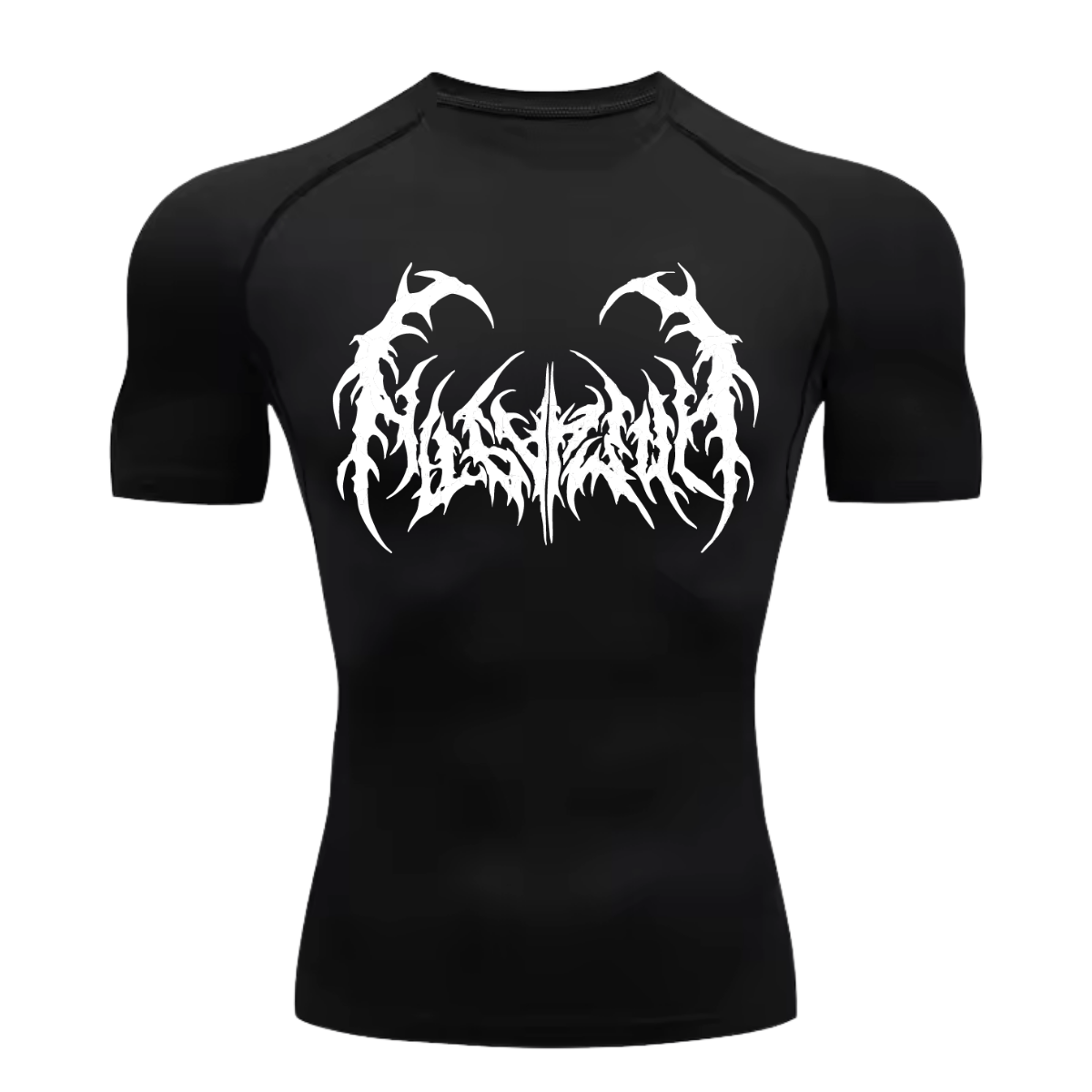 Camiseta Curta Compressão Proteção UV Cyber Tribal Dark Metal Frente